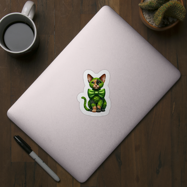 Clover Cornish Rex Cat St Patricks Day by Chromatic Fusion Studio